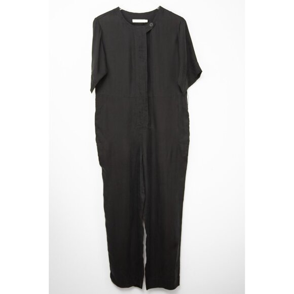 Rebecca Minkoff Carrie Jumpsuit 100% Cupro Short Sleeve Belted Black Size XS - Picture 2 of 7